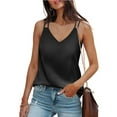 thumbnail image 1 of FDGIU Women's 2025 Silk Camisole - V-Neck; Adjustable Spaghetti Strap Summer Sleeveless Blouse, 1 of 5