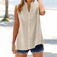 thumbnail image 1 of FDGIU Women's 2025 Summer Linen Shirts - Sleeveless Button Down Blouse, V-Neck Linen Tank Tops for Work/Casual, 1 of 6