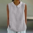 thumbnail image 1 of FDGIU Women's 2025 Summer Linen Shirts - Sleeveless Button Down Blouse, V-Neck Linen Tank Tops for Work/Casual, 1 of 5