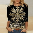 thumbnail image 1 of FDGIU Women's 3/4 Sleeve Red Wine Glass Christmas Graphic Tees Sweatshirt - Long Sleeve Holiday Top with Festive Wine Graphic, Xmas Party Blouse, 1 of 5