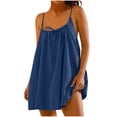 thumbnail image 1 of FDGIU Women's Casual Tie Back Mini Dress, Spaghetti Strap Scoop Neck Loose Flowy Summer Sundress, 1 of 7