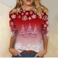 thumbnail image 1 of FDGIU Women's Christmas Graphic Tunic Tops - Soft Long Sleeve Crewneck Blouses with Xmas Tree Prints, Holiday Party Tees, 1 of 6