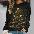 thumbnail image 1 of FDGIU Women's Christmas Graphic Tunic Tops - Soft Long Sleeve Crewneck Blouses with Xmas Tree Prints, Holiday Party Tees, 1 of 6