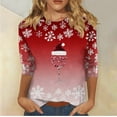 thumbnail image 1 of FDGIU Women's Christmas Graphic Tunic Tops - Soft Long Sleeve Crewneck Blouses with Xmas Tree Prints, Holiday Party Tees, 1 of 6