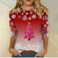 thumbnail image 1 of FDGIU Women's Christmas Graphic Tunic Tops - Soft Long Sleeve Crewneck Blouses with Xmas Tree Prints, Holiday Party Tees, 1 of 6