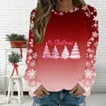 thumbnail image 1 of FDGIU Women's Christmas Graphic Tunic Tops - Soft Long Sleeve Crewneck Blouses with Xmas Tree Prints, Holiday Party Tees, 1 of 5