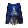 thumbnail image 1 of FDGIU Women's Christmas Long Sleeve T-Shirt - Lightweight Christmas Tree Graphic Top, Snowflake Sequined Blouse, Xmas Vacation Casual Sweatshirt, 1 of 5