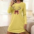 thumbnail image 1 of FDGIU Women's Christmas Nightgown Long Sleeve - Cute Graphic Print Loose Crewneck T-Shirt Dress, Holiday Sleepwear & House Coat, 1 of 6