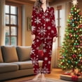 thumbnail image 1 of FDGIU Women's Christmas Pajama Set‌, Holiday Printed Long Sleeve Button Down Shirt & Pants, Cozy Festive Loungewear, 1 of 7