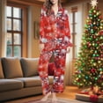 thumbnail image 1 of FDGIU Women's Christmas Pajama Set‌, Holiday Printed Long Sleeve Button Down Shirt & Pants, Cozy Festive Loungewear, 1 of 7