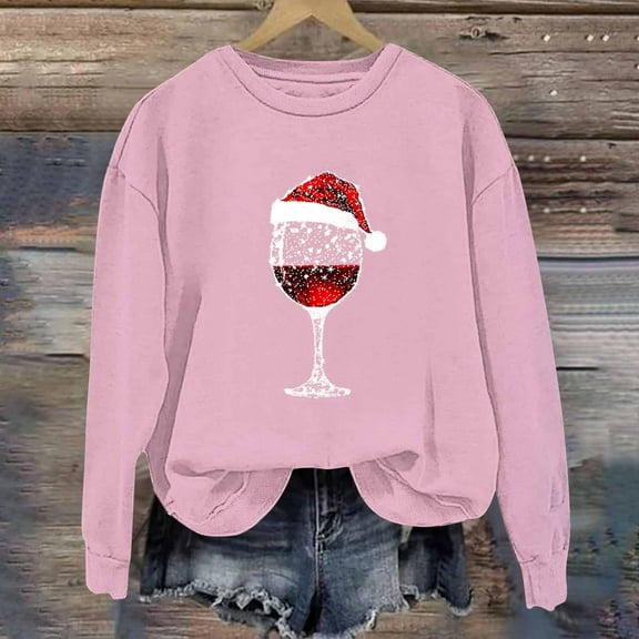 ‌FDGIU Women's Christmas Sweatshirt 2025 – Fleece Lined Pullover, Merry & Bright Holiday Top