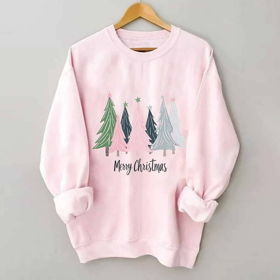 ‌FDGIU Women's Christmas Sweatshirt 2025 – Fleece Lined Pullover, Merry & Bright Holiday Top