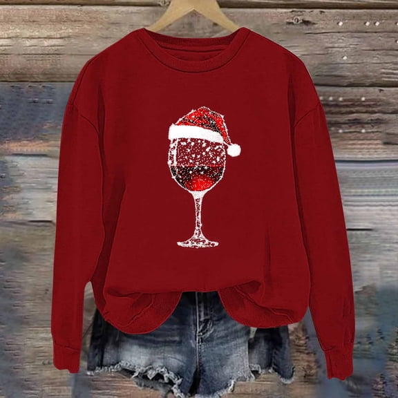 ‌FDGIU Women's Christmas Sweatshirt 2025 – Fleece Lined Pullover, Merry & Bright Holiday Top