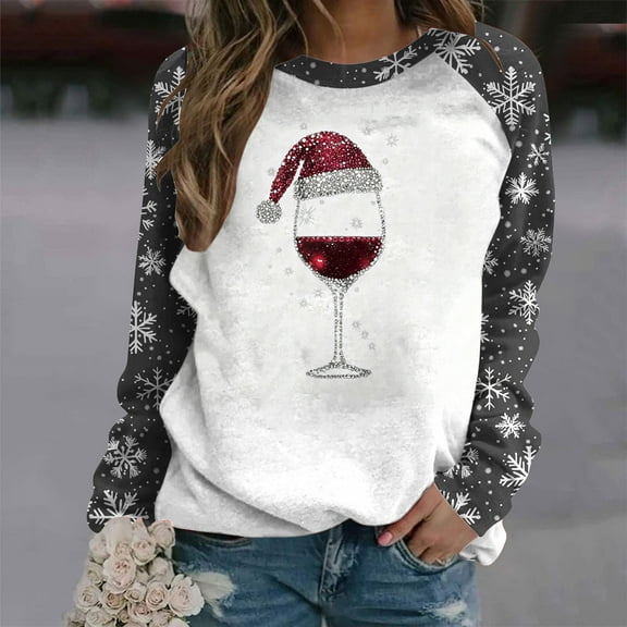 ‌FDGIU Women's Christmas Sweatshirt 2025 – Fleece Lined Pullover, Merry & Bright Holiday Top