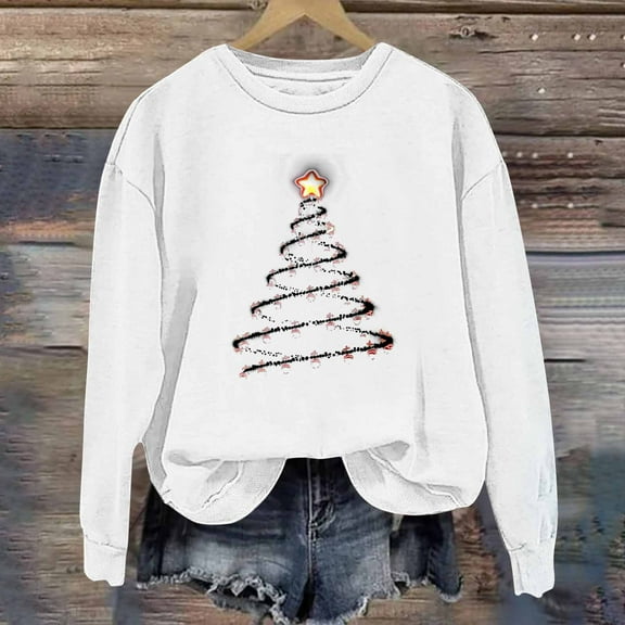 ‌FDGIU Women's Christmas Sweatshirt 2025 – Fleece Lined Pullover, Merry & Bright Holiday Top
