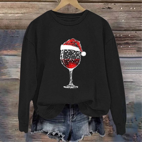 ‌FDGIU Women's Christmas Sweatshirt 2025 – Fleece Lined Pullover, Merry & Bright Holiday Top