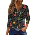 thumbnail image 1 of FDGIU Women's Christmas Tree Shirt 2025, Cute Print 3/4 Sleeve Crewneck Tunic Top for Holiday Casual Outfit Gifts, 1 of 5