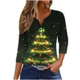 thumbnail image 1 of FDGIU Women's Christmas Tree Shirt 2025, Cute Print 3/4 Sleeve Crewneck Tunic Top for Holiday Casual Outfit Gifts, 1 of 5