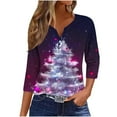 thumbnail image 1 of FDGIU Women's Christmas Tree Shirt 2025, Cute Print 3/4 Sleeve Crewneck Tunic Top for Holiday Casual Outfit Gifts, 1 of 5