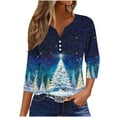 thumbnail image 1 of FDGIU Women's Christmas Tree Shirt 2025, Cute Print 3/4 Sleeve Crewneck Tunic Top for Holiday Casual Outfit Gifts, 1 of 5