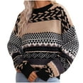thumbnail image 1 of FDGIU Women's Chunky Knit Sweater Warm Pullover Crewneck Sweater 2025, Oversized Loose Striped Top, Casual Fall Fashion Cozy Tunic, 1 of 7