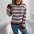 thumbnail image 1 of FDGIU Women's Chunky Knit Sweater Warm Pullover Crewneck Sweater 2025, Oversized Loose Striped Top, Casual Fall Fashion Cozy Tunic, 1 of 7