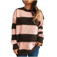 thumbnail image 1 of FDGIU Women's Chunky Knit Sweater Warm Pullover Crewneck Sweater 2025, Oversized Loose Striped Top, Casual Fall Fashion Cozy Tunic, 1 of 6