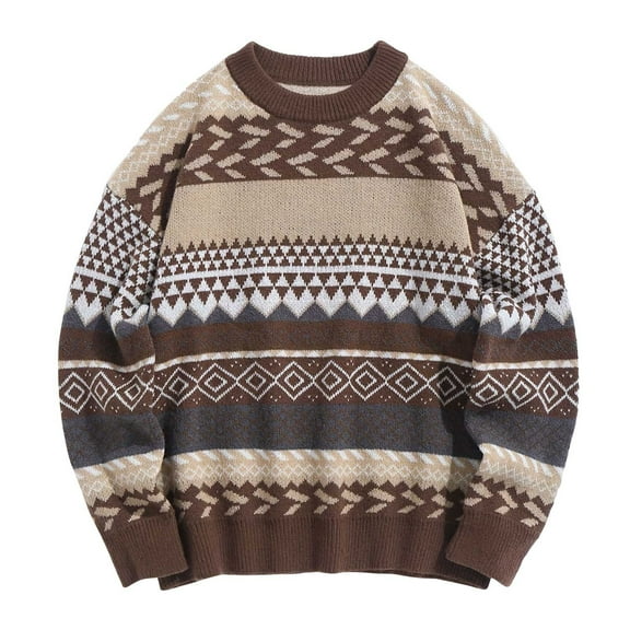 FDGIU Women's Chunky Knit Sweater Warm Pullover Crewneck Sweater 2025, Oversized Loose Striped Top, Casual Fall Fashion Cozy Tunic