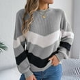 thumbnail image 1 of FDGIU Women's Chunky Knit Sweater Warm Pullover Crewneck Sweater 2025, Oversized Loose Striped Top, Casual Fall Fashion Cozy Tunic, 1 of 7