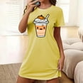thumbnail image 1 of FDGIU Women's Cute Pajama Dress - Funny Printed Sleepshirt Short Sleeve, Loose Fit Nightgown & Loungewear, 1 of 5