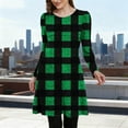 thumbnail image 1 of FDGIU Women's Fall Plaid Crew Neck Dress - Long Sleeve Loose Fit with Pockets S-2XL, 1 of 6