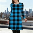 thumbnail image 1 of FDGIU Women's Fall Plaid Crew Neck Dress - Long Sleeve Loose Fit with Pockets S-2XL, 1 of 6