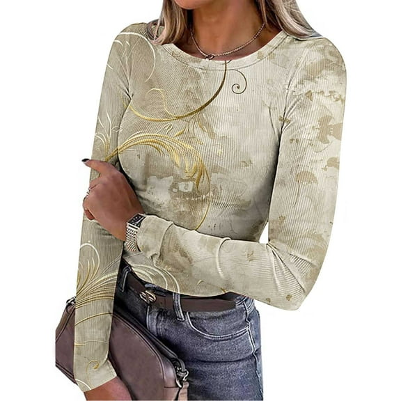 FDGIU Women's Fall Ribbed Knit Tunic Sweater - Long Sleeve Crewneck Pullover for Casual Work Outfits