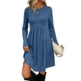 thumbnail image 1 of FDGIU Women's Fall Sweater Maxi Dress - Casual Ribbed Knit, Long Sleeve Crewneck Going Out Outfits, 1 of 6