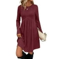thumbnail image 1 of FDGIU Women's Fall Sweater Maxi Dress - Casual Ribbed Knit, Long Sleeve Crewneck Going Out Outfits, 1 of 7