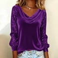 thumbnail image 1 of FDGIU Women's Fall Winter Velour Blouse - Cowl Neck Ruched Drape Slim Fit Long Sleeve Pullover Top for Holiday Party, 1 of 5