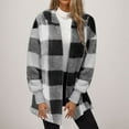 thumbnail image 1 of FDGIU Women's Flannel Shacket - Fleece Lined Hooded Jacket, Casual Long Sleeve Loose Fit Plaid Outerwear for Fall Winter Fashion, 1 of 5