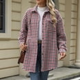 thumbnail image 1 of FDGIU Women's Flannel Shacket - Fleece Lined Hooded Jacket, Casual Long Sleeve Loose Fit Plaid Outerwear for Fall Winter Fashion, 1 of 7