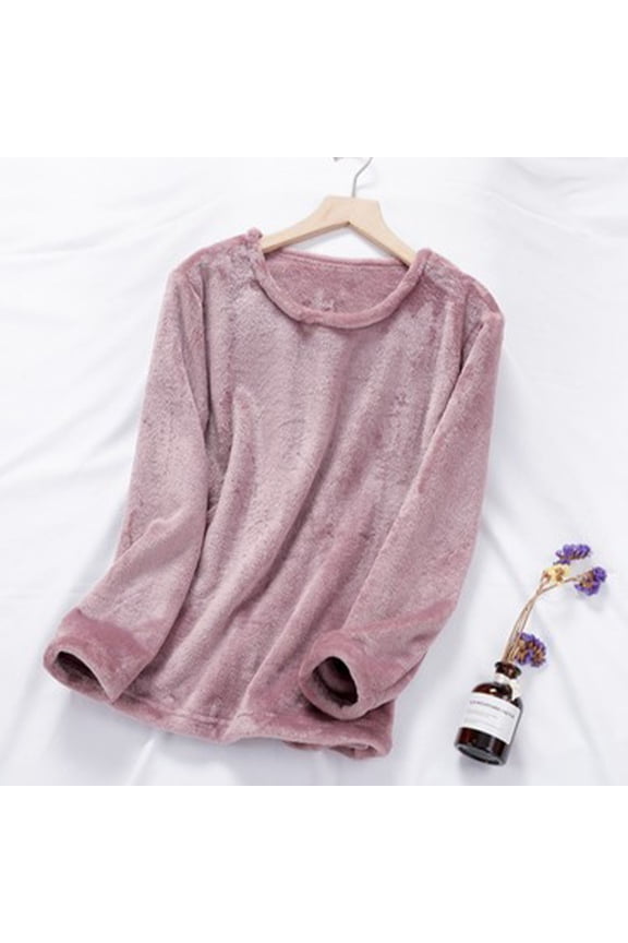 Women's Fleece Pajama Jacket, Oversized V-Neck Cardigan Coat with Pockets, Cozy Winter Sleepwear & Loungewear