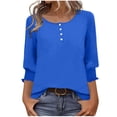 thumbnail image 1 of FDGIU Women's Floral Casual Tunic - Crew Neck 3/4 Sleeve Loose Fit Blouse, 1 of 7