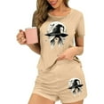 thumbnail image 1 of FDGIU Women's Halloween Pajama Set 2025 - Spooky Graphic Print 2-Piece Lounge Wear, Cute Short Sleeve Top & Elastic Waist Shorts, Soft Lightweight Sleepwear, 1 of 7