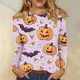 thumbnail image 1 of FDGIU Women's Halloween Shirts 2025 - Cute Ghost Pumpkin Graphic Long Sleeve Tops, Soft Loose Fit Crewneck, Fall Fashion Casual Pullover for Parties, 1 of 5