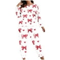 thumbnail image 1 of FDGIU ‌‌‌‌Women's Heart Print Pajamas Plus Size - Long Sleeve Button Up & Pants Comfy Sleepwear Set, 1 of 5