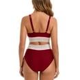 thumbnail image 1 of FDGIU Women's High Waisted Bikini Set V Neck Front & Adjustable Straps Two Piece Swimsuit, Tummy Control Tankini Bathing Suit, for Beach Vacation; Bathing Suits for Women, 1 of 6