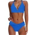 thumbnail image 1 of FDGIU Women's High Waisted Bikini Set V Neck Front & Adjustable Straps Two Piece Swimsuit, Tummy Control Tankini Bathing Suit, for Beach Vacation; Bathing Suits for Women, 1 of 5