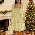thumbnail image 1 of FDGIU Women's Holiday Party Mini Dress - Long Sleeve Sparkly Sequins Velvet A Line Evening Wear, 1 of 7