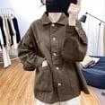 thumbnail image 1 of FDGIU Women's Lapel Collar Button Down Oversized Shacket, Long Sleeve Twill Cargo Jacket with Multi Patch Pockets for Spring Fall Outdoor Daily Layering, 1 of 7