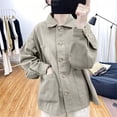 thumbnail image 1 of FDGIU Women's Lapel Collar Button Down Oversized Shacket, Long Sleeve Twill Cargo Jacket with Multi Patch Pockets for Spring Fall Outdoor Daily Layering, 1 of 6