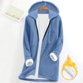 thumbnail image 1 of FDGIU Women's Lightweight Hooded Fleece Jacket - Zip Up Winter Coat with Pockets, Warm Fuzzy Lined Outerwear, Casual Fall Winter Jacket, 1 of 7