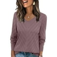 thumbnail image 1 of FDGIU Women's Lightweight V-Neck Sweater‌ - Long Sleeve Knit Pullover Tops, Loose Fit Crochet Casual Tunic for Fall 2025, 1 of 7